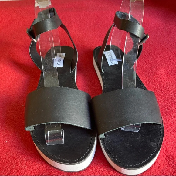 STEVE MADDEN SZ 9.5 Miley Ankle Strap Slip On Comfort Rubber Sole  Sandal - Picture 4 of 10